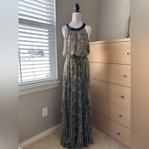 Vince Camuto Neutral Snake-Print Halter Maxi Dress-0023